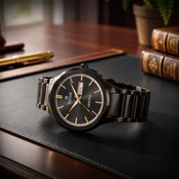 Black and Gold Stainless Steel Watch for Men thumbnail 1