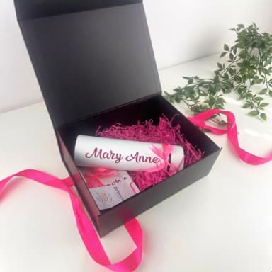 Personalized Name Gift Box with Pink Ribbon