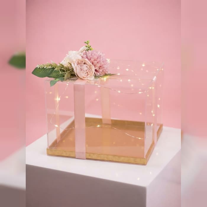Acrylic Cake Display Box | Elegant Floral Cake Box