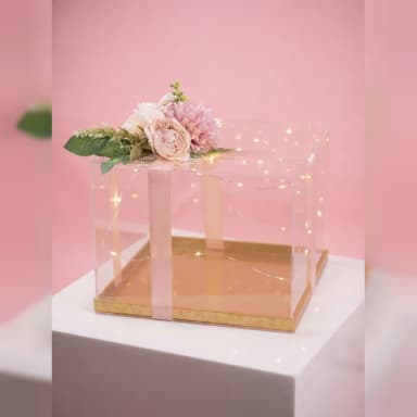 Acrylic Cake Display Box | Elegant Floral Cake Box