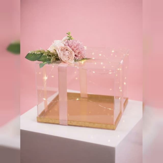 Acrylic Cake Display Box | Elegant Floral Cake Box