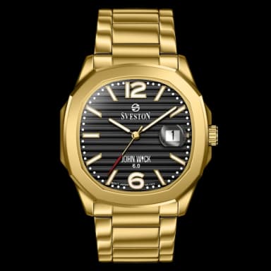 Gold Stainless Steel Men's Watch with Black Dial