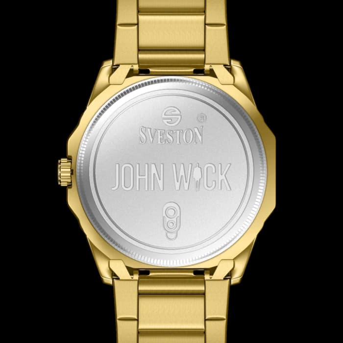 Gold Stainless Steel Men's Watch with Black Dial cover image 1