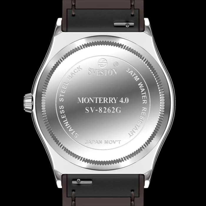 Men’s Silver Black Dial Watch with Day-Date & Leather Strap cover image 1