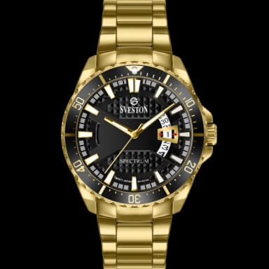 Gold Stainless Steel Watch for Men with Black Dial