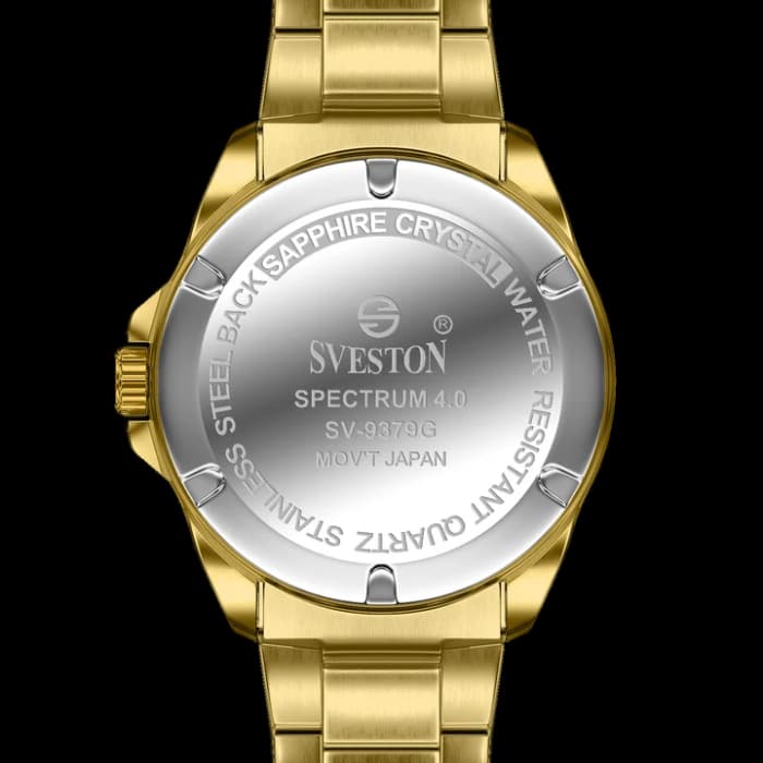Gold Stainless Steel Watch for Men with Black Dial cover image 1