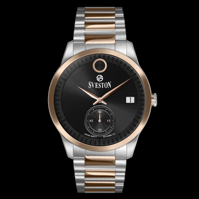 Men’s Two Tone Watch with Black Dial & Small Seconds