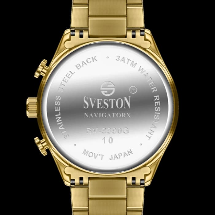 Men’s Gold Chronograph Watch with Grey Dial & Steel Strap cover image 1