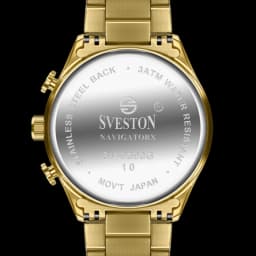Men’s Gold Chronograph Watch with Grey Dial & Steel Strap thumbnail 2