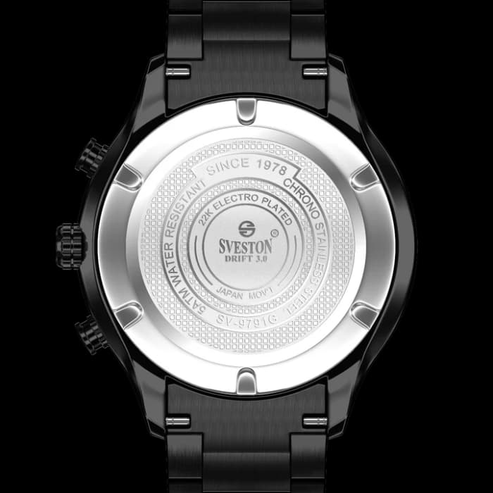 Men’s Black Chronograph Watch with Date & Steel Strap cover image 1