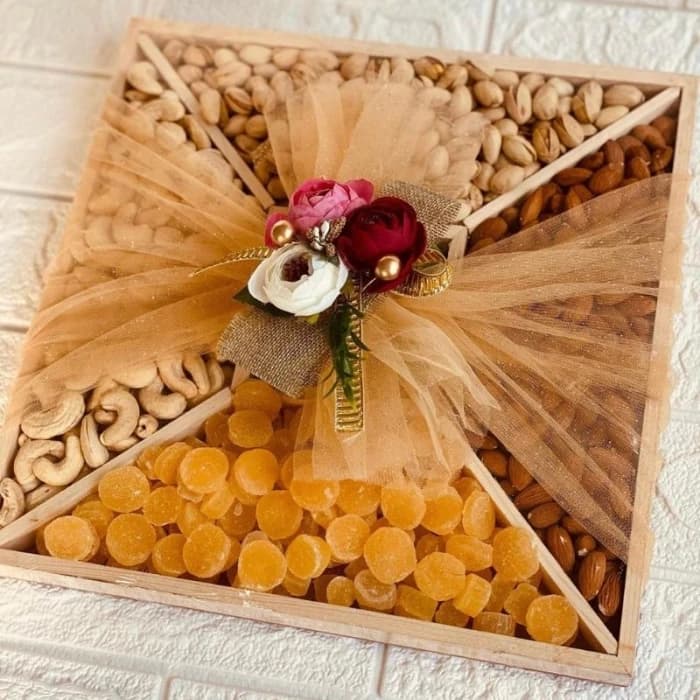 Four Section Wooden Dry Fruits Gift Box