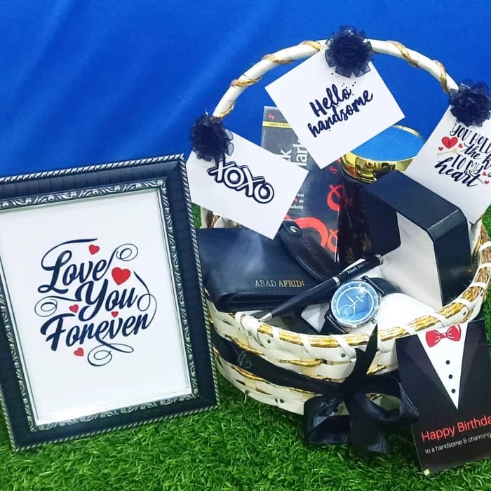Love Basket for Him Romantic Hamper with Chocolates & Keepsakes