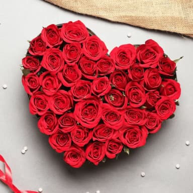 Rosy Romance | Red Roses with Heart Box