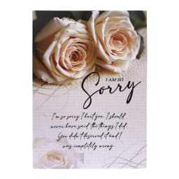 Sorry Gift Box Greeting Card, 6 Red Roses Gold Dipped Soft Teddy & Chocolate thumbnail 2