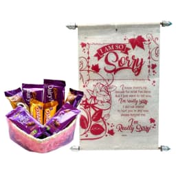 Sorry Scroll Card & Handmade Chocolate Basket Gift Combo thumbnail 1