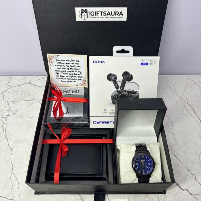 Luxury Men’s Gift Box with Watch, Wallet & Earbuds