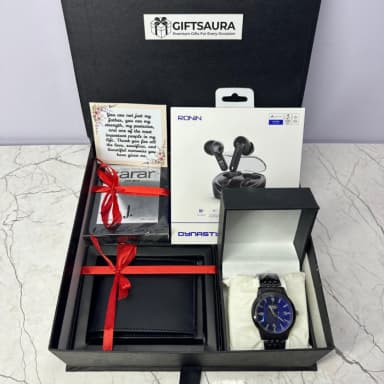 Luxury Men’s Gift Box with Watch, Wallet & Earbuds