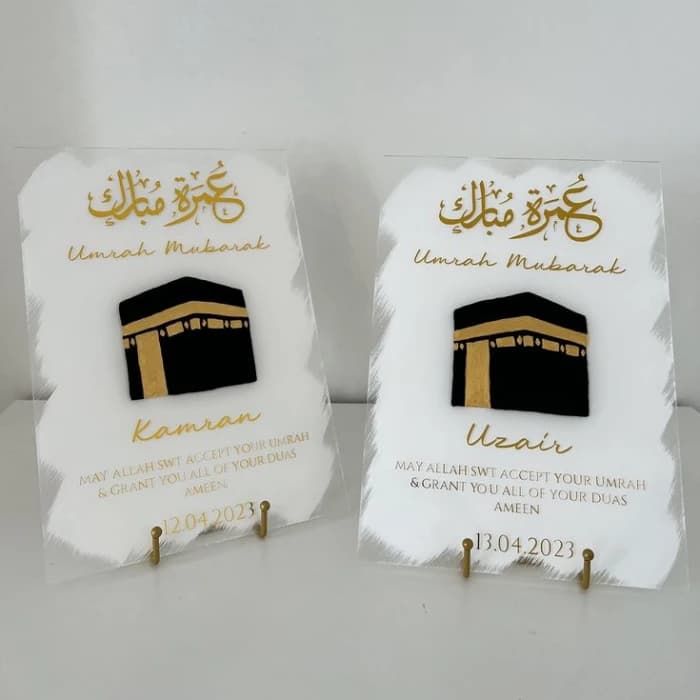 Personalised Umrah Mubarak Acrylic Plaque Custom Islamic Display