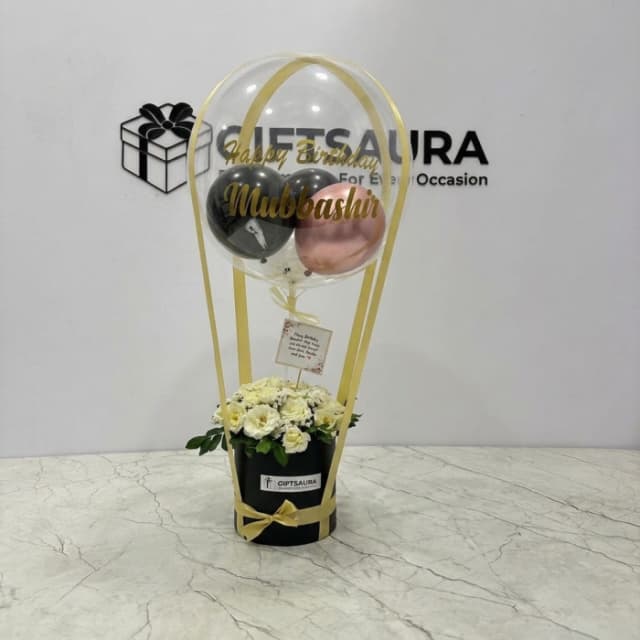Bloom & Balloon Celebration Box Luxury Flower & Balloon Gift Pakistan