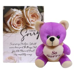 Sorry Gift Combo – Cute Teddy Bear & Apology Greeting Card thumbnail 1