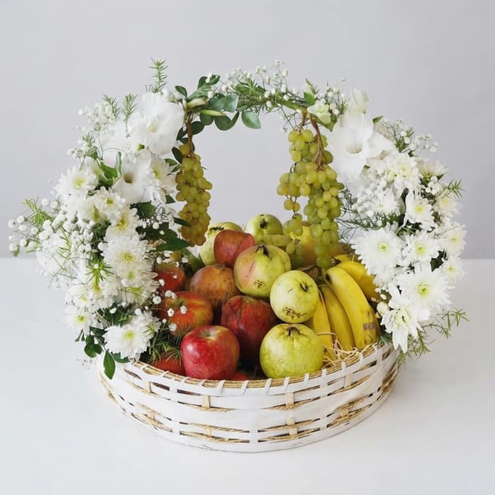 Luxury Floral Fruit Basket | Fresh Fruits