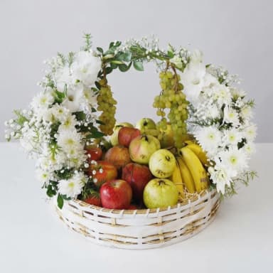 Luxury Floral Fruit Basket | Fresh Fruits