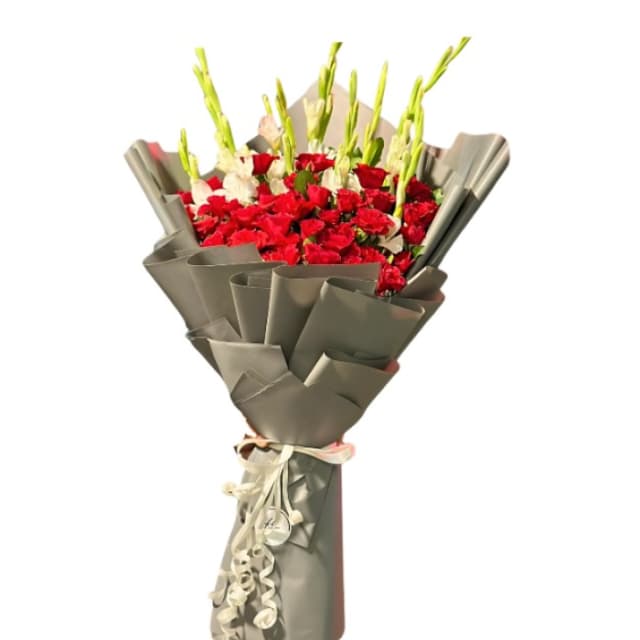 Elegant Red & White Floral Bouquet