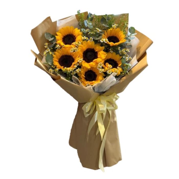 Sunflower Bouquet Kraft Wrap Rustic Arrangement