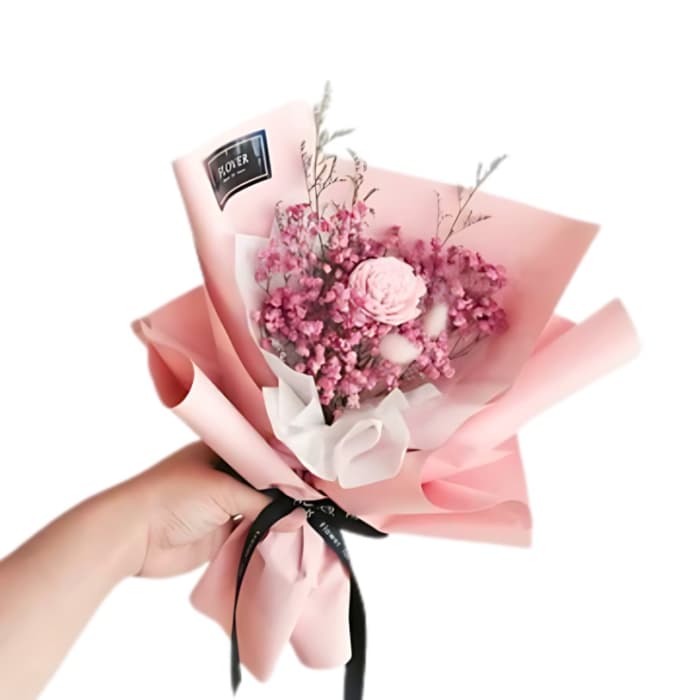 Affordable Rose and Baby's Breath Bouquet