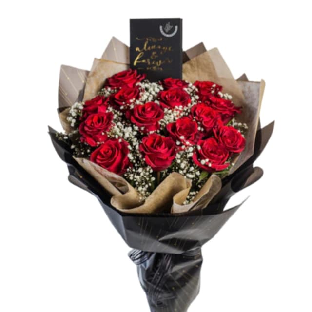 Forever & Always Flower Bouquet 15 Imported Red Roses