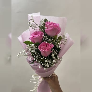 Roses Bouquet with Baby’s Breath | Romantic Flower Bouquet