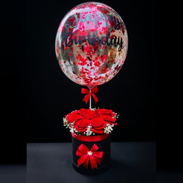 Birthday Rose Box with Balloon Elegant Gift Box Pakistan