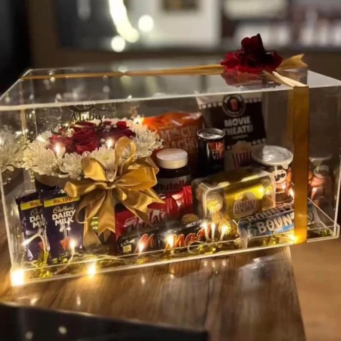 Acrylic Chocolate & Flower Hamper Ferrero, KitKat & Luxe Gifts