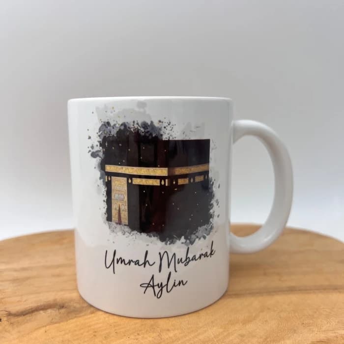 Personalised Umrah Mubarak Mug Custom Name & Date Ceramic Cup cover image 1