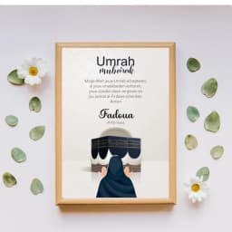 Custom Umrah Mubarak Printable Personalized Kaaba Art with Name, Date & Dua thumbnail 3