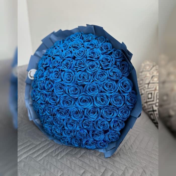 Blue Eternal Rose Bouquet | Sparkly Satin Ribbon Flowers cover image 1