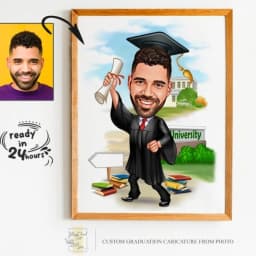 Custom Graduation Cartoon Portrait Personalized Digital Illustration from Your Photo thumbnail 2