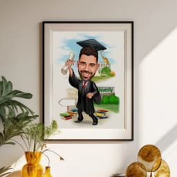 Custom Graduation Cartoon Portrait Personalized Digital Illustration from Your Photo thumbnail 3