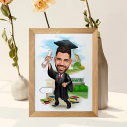 Custom Graduation Cartoon Portrait Personalized Digital Illustration from Your Photo thumbnail 5