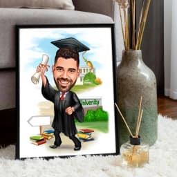 Custom Graduation Cartoon Portrait Personalized Digital Illustration from Your Photo thumbnail 1