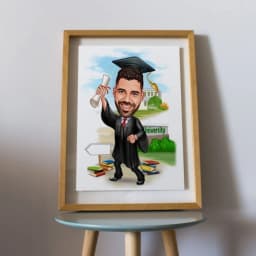 Custom Graduation Cartoon Portrait Personalized Digital Illustration from Your Photo thumbnail 9