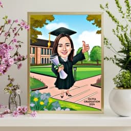 Personalized Female Graduation Cartoon – Custom Caricature Portrait thumbnail 3