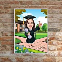 Personalized Female Graduation Cartoon – Custom Caricature Portrait thumbnail 6