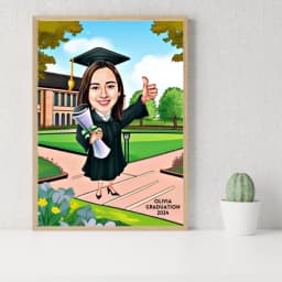 Personalized Female Graduation Cartoon – Custom Caricature Portrait thumbnail 4