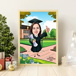 Personalized Female Graduation Cartoon – Custom Caricature Portrait thumbnail 5