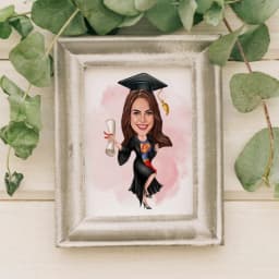 Custom Graduation Cartoon Portrait – Personalized Cap‑and‑Gown Caricature thumbnail 2