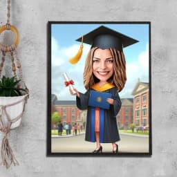 Custom Graduation Caricature – Personalized Diploma Portrait Digital Download thumbnail 3