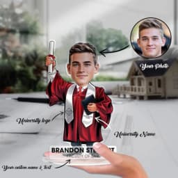 Custom Graduation Figurine Trinket Personalized Caricature Portrait on Acrylic Base thumbnail 2