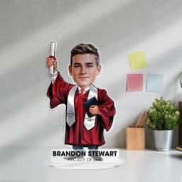 Custom Graduation Figurine Trinket Personalized Caricature Portrait on Acrylic Base thumbnail 1
