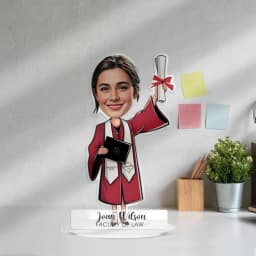Custom Graduation Figurine Trinket Personalized Caricature Portrait on Acrylic Base thumbnail 4